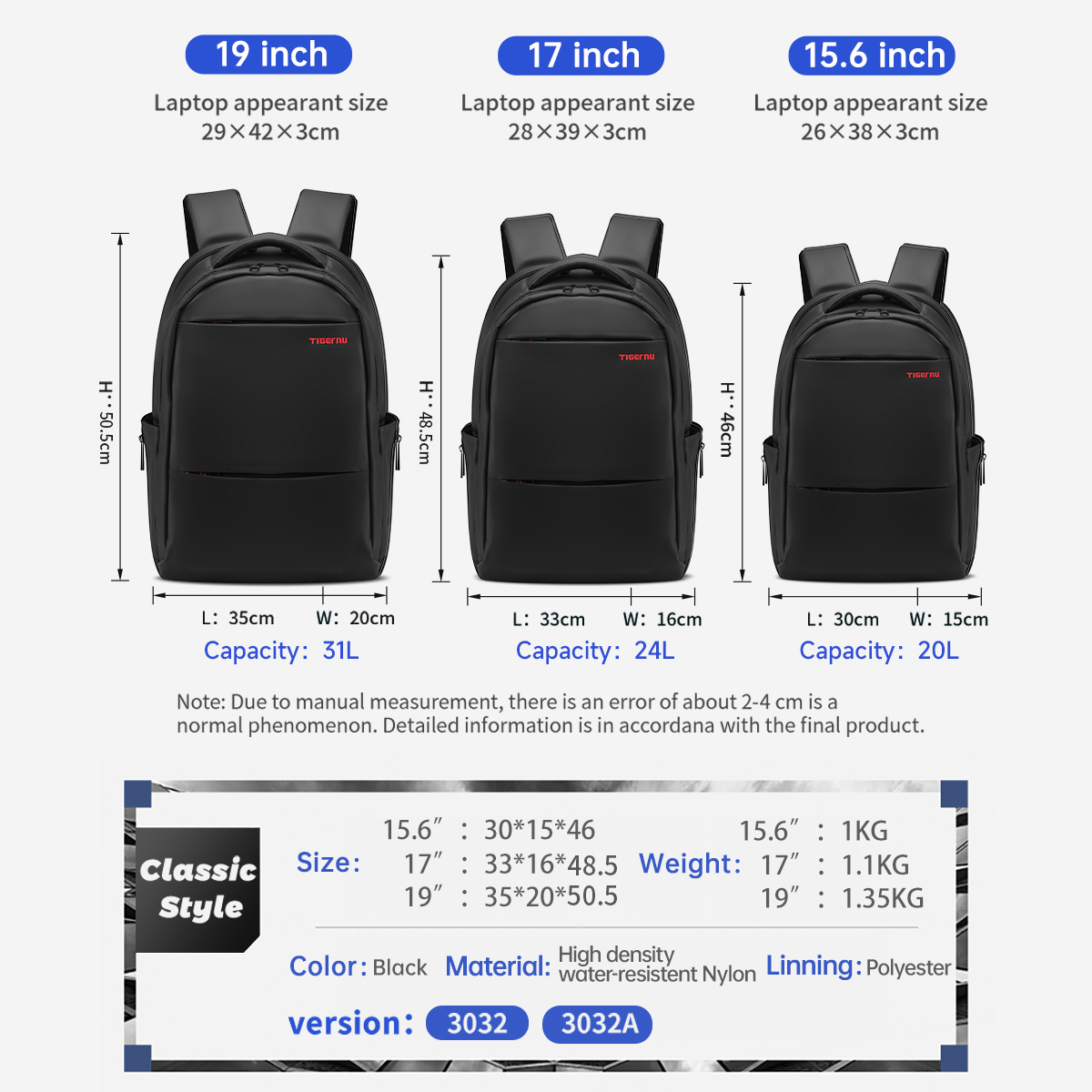 Мужской рюкзак Tigernu 15, 17, – обзор и цена Laptop Backpack 15.6